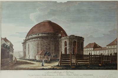 St. Hedwig, Cathedral, Berlin (ručně kolorovaná rytina) od Johann Carl Wilhelm Rosenberg