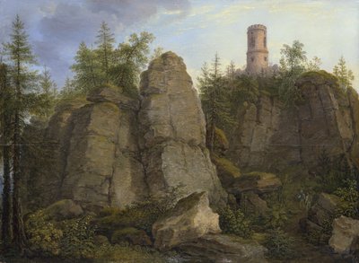 Klingstein, porfyrová hornina u Aussigu od Johann Christian Klengel