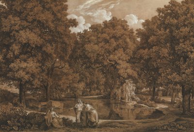 Arkádská krajina se třemi postavami u jezera, 1792. od Johann Christian Reinhart