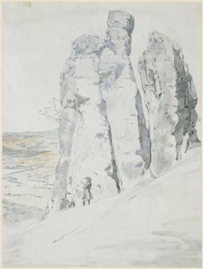 Skalní útvar „Mnich a jeptiška“ u Eisenachu v Durynsku od Johann Christian Reinhart