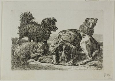 Čtyři psi, od Die Zweite Thier Folge od Johann Christian Reinhart