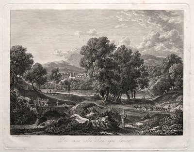 Heroic Landscape: The Shepherds Dance on the Bridge, 1792. od Johann Christian Reinhart