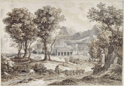 Klasická krajina s pomníkem Leonida od Johann Christian Reinhart
