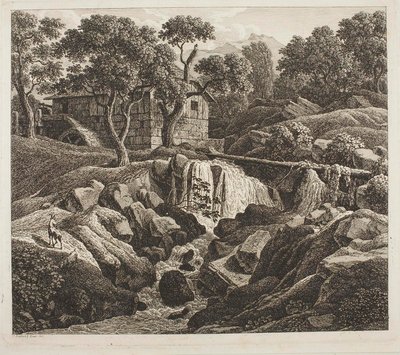 Krajina s mlýnským kolem od Johann Christian Reinhart