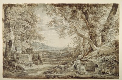 Krajina s antickými památkami („Vynález korintské hlavice“) od Johann Christian Reinhart
