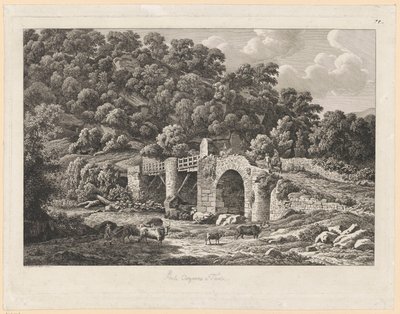 Krajina - Ponte Aquoreo v Tivoli od Johann Christian Reinhart