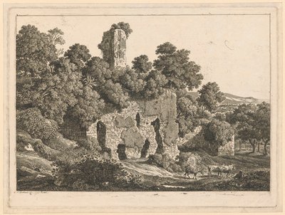 Krajina - Zříceniny vily Ventidia Bassa v Tivoli od Johann Christian Reinhart