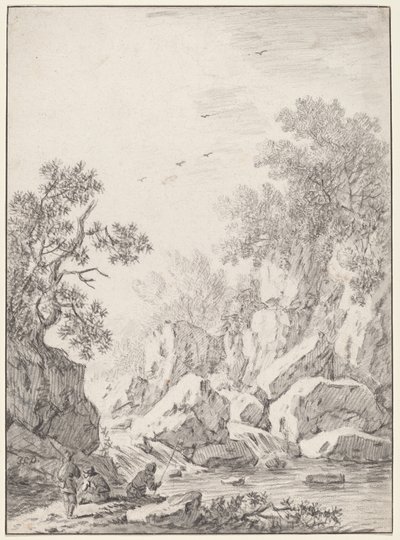 Vodopád u skalních útesů, 1750. od Johann Christoph Dietzsch