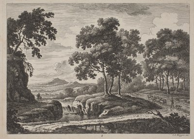 Panoramatické říční krajiny s cestovateli od Johann Christoph Dietzsch