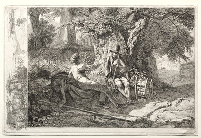 Umělec odpočívá se svým průvodcem. od Johann Christoph Erhard