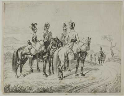 Čtyři kyrysníci na svahu od Johann Christoph Erhard