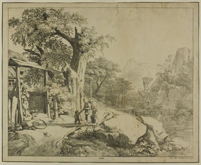 Horská krajina se stafáží od Johann Christoph Erhard