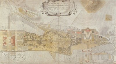 Plán Frederician parku Sanssouci v Postupimi, 1772 od Johann David Schleuen