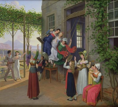 Mládež hrající na houpačce v zahradě nedaleko Neapole, 1823 od Johann Erdmann Hummel