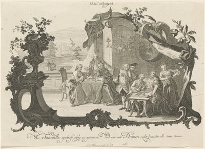 Das Brettspiel (Dámy a pánové hrají deskové hry) od Johann Esaias Nilson
