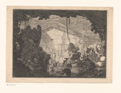 Architektura Capriccio s postavami od Johann Ferdinand Hetzendorff von Hohenberg