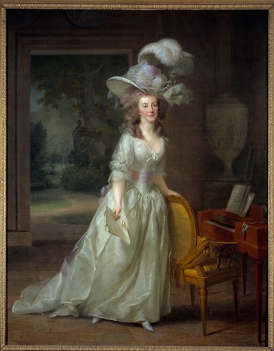 Portrait en pied de Frederique Louise Wilhelmine, princezna Orange Nassau (1770-1819) Obraz Friedricha Tischbeina (1750-1812) 1788 Sun. 2,1x1,65 m Bordeaux, musee des Beaux Arts - Celovečerní portrét princezny Frederiky Louise Wilhelminy Oranžské od Johann Friedrich August Tischbein