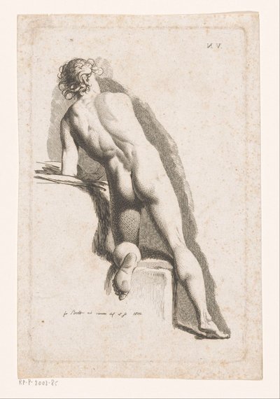 Klečící mužský akt, při pohledu zezadu od Johann Friedrich Bolt