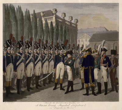 Přehlídka francouzských gard v Lustgarten v Berlíně 1806 - Juegel, Johann Friedrich (1772-1833) - 1806 - Akvatinta - 31,6x39 - Soukromá sbírka od Johann Friedrich Jügel