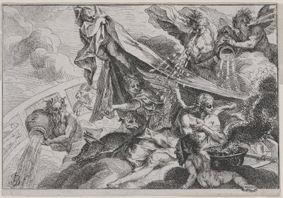 Alegorie zimy s Dianou lovkyní od Johann Georg Bergmuller