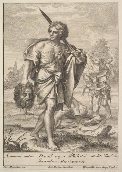 David s hlavou Goliáše, 1705-62. od Johann Georg Bergmuller