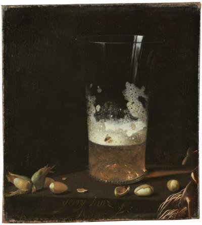 Zátiší s pivní sklenice a ořechy od Johann Georg Hainz