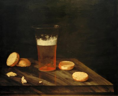 Zátiší s pivní sklenice a rohlíky od Johann Georg Hainz