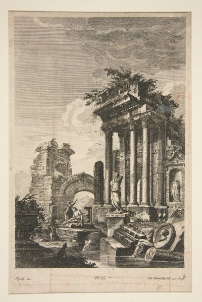 Capriccio s římskými ruinami od Johann Georg Hertel