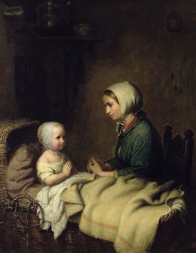 Holčička se modlí v posteli od Johann Georg Meyer von Bremen