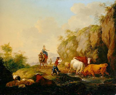 Krajina s pastevcem a rustikální od Johann Georg Pforr