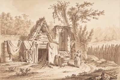 Pračky před chalupou, 1769. od Johann Georg Wille