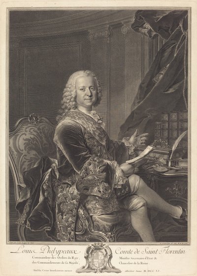 Louis Phelypeaux, hrabě ze Saint Florentin od Johann Georg Wille after Louis Tocqué