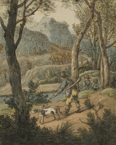 Lovec se dvěma psy od Johann Georg von Dillis