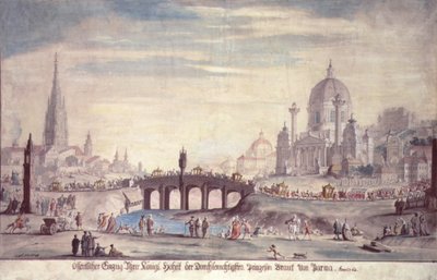 Veřejné vystoupení Její královské Výsosti princezny Isabely Parmské manželky Josefa II. Rakouského (1741-90), 1760 od Johann Gfall