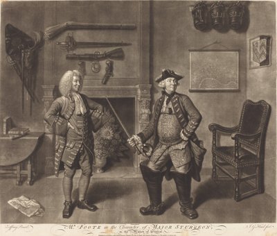 Pan Foote v postavě majora Sturgeona, ve starostovi Garrattu od Johann Gottfried Haid after Johann Zoffany