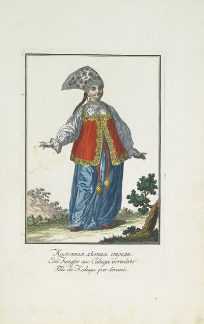 Dívka z Kaluga ve slavnostních šatech od Johann Gottlieb Georgi