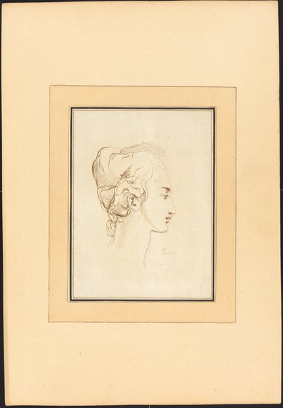 Hlava ženy od Johann Gottlieb Prestel after Guercino