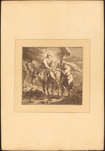Útěk do Egypta od Johann Gottlieb Prestel after Nicolaes Pietersz Berchem
