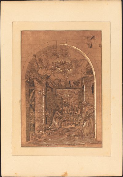 Klanění pastýřů od Johann Gottlieb Prestel after a 16th Century German Artist