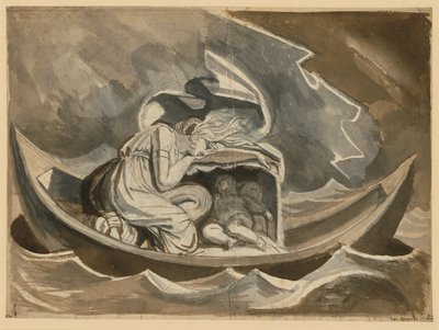 Danae v člunu s malým Perseem od Johann Heinrich Füssli