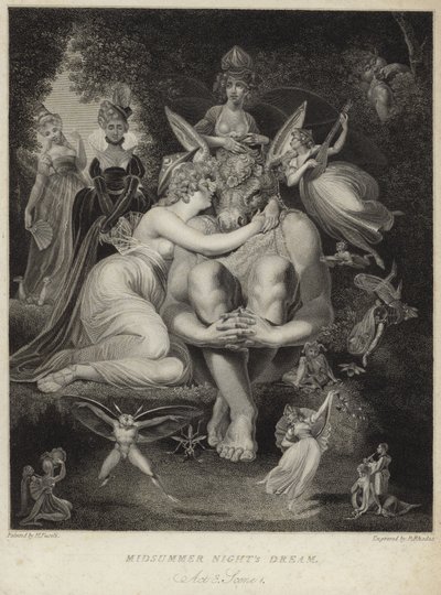 Titania líbající spodní část ve Snu noci svatojánské od Johann Heinrich Füssli