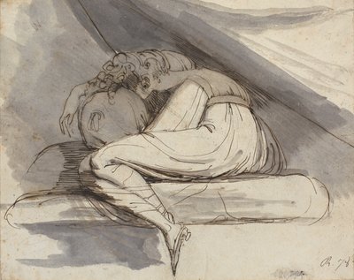 Žena sedí, stočená od Johann Heinrich Füssli