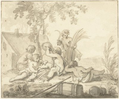 Alegorické zobrazení s dětmi a atributy zemědělství od Johann Heinrich Keller (II)