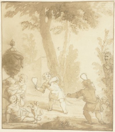 Alegorické zobrazení s dětmi hrajícími si od Johann Heinrich Keller (II)