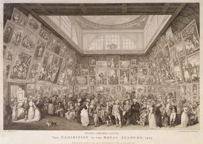 Vnitřní pohled na Somerset House ukazující výstavu Královské akademie umění v roce 1787 od Johann Heinrich Ramberg