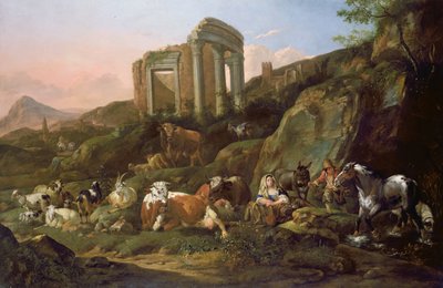Hospodářská zvířata v klasické krajině, 1684 od Johann Heinrich Roos