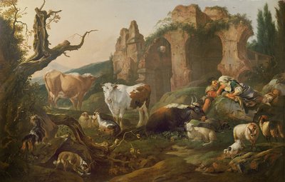 Hospodářská zvířata v krajině, 1685 od Johann Heinrich Roos