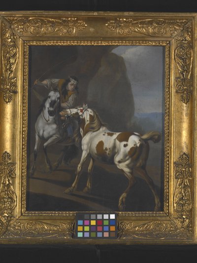 Indiánské zkrocení koně (olej na plátně) od Johann Heinrich Roos