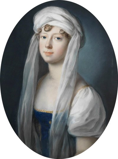 Johann Heinrich Schröder - ruská velkokněžna Marie Pavlovna Romanova jako dědičná princezna Sasko-Výmarsko-Eisenašská v roce 1806 od Johann Heinrich Schroder
