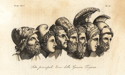Busty sedmi hlavních hrdinů trojské války od Johann Heinrich Wilhelm (after) Tischbein